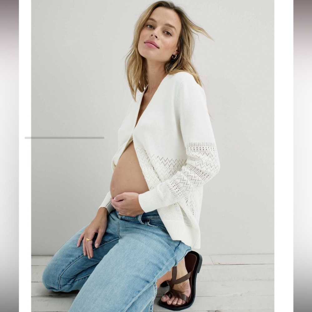 Hatch Cream Open-Front Maternity Cardigan